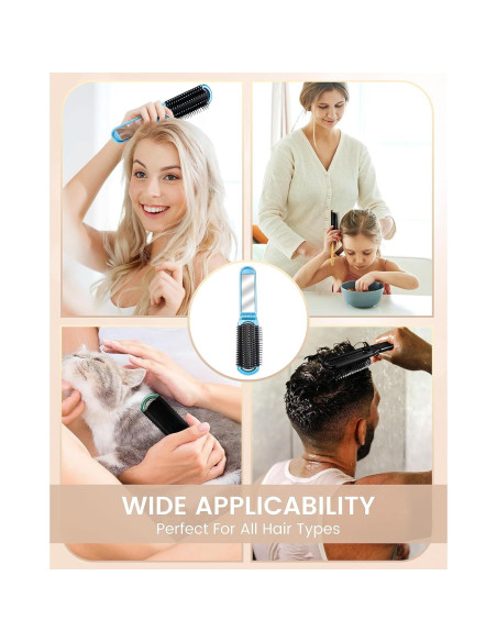 Juego de 6 Cepillos de Pelo Plegables con Espejo MoHern