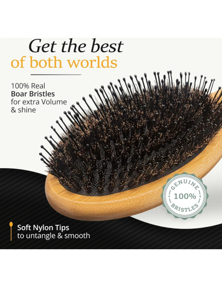 Juego de Cepillos para Cabello Masculino Belula - Cerda de Jabalí y Peine de Madera