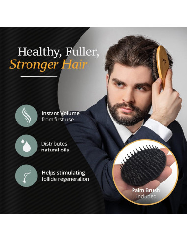 Juego de Cepillos para Cabello Masculino Belula - Cerda de Jabalí y Peine de Madera