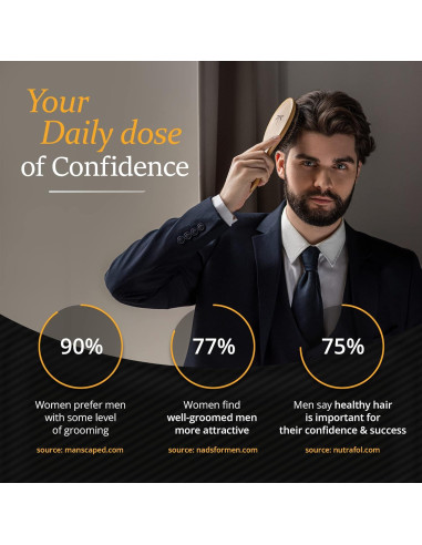 Juego de Cepillos para Cabello Masculino Belula - Cerda de Jabalí y Peine de Madera