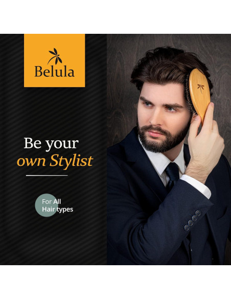 Juego de Cepillos para Cabello Masculino Belula - Cerda de Jabalí y Peine de Madera