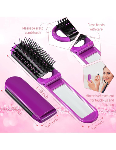 20 Piezas Cepillos de Pelo Plegables con Espejo Yulejo