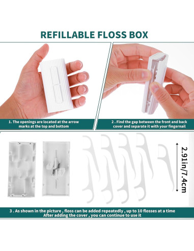 Estuche Portátil de Hilo Dental WLLHYF con 10 Palillos Blanco