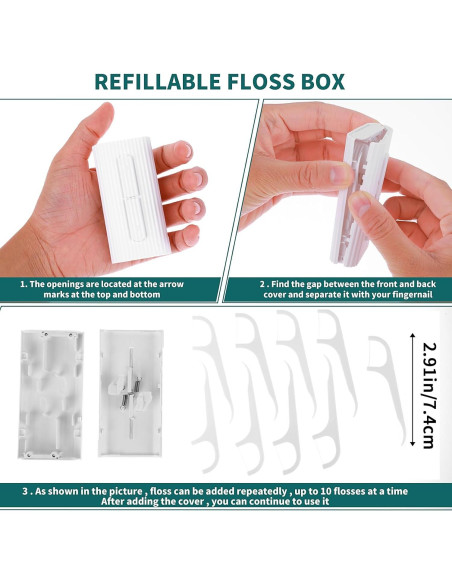 Estuche Portátil de Hilo Dental WLLHYF con 10 Palillos Blanco