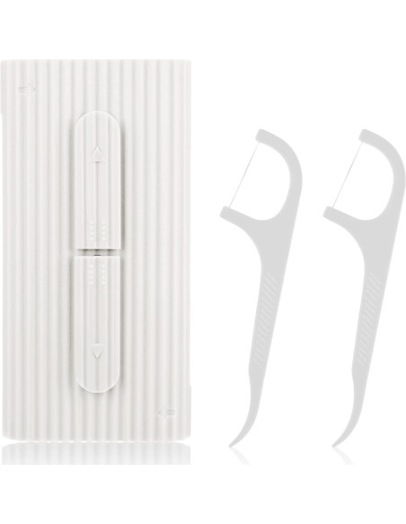 Estuche Portátil de Hilo Dental WLLHYF con 10 Palillos Blanco