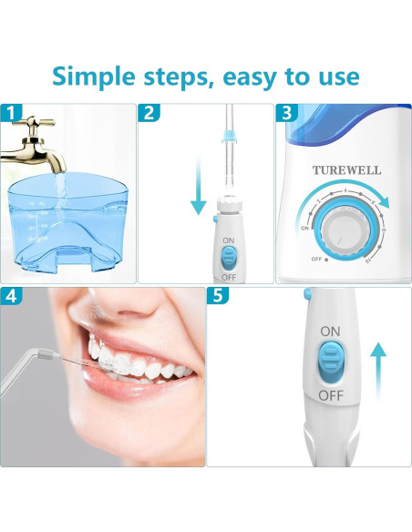 Irrigador Dental TUREWELL 600ML 8 Puntas 10 Niveles Presión Blanco Irrigador Dental TUREWELL 600ML 8 Puntas 10 Niveles Presión Blanco