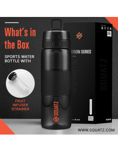 Botella de Agua SQUATZ 1L con Infusor y Filtro - Negra 2