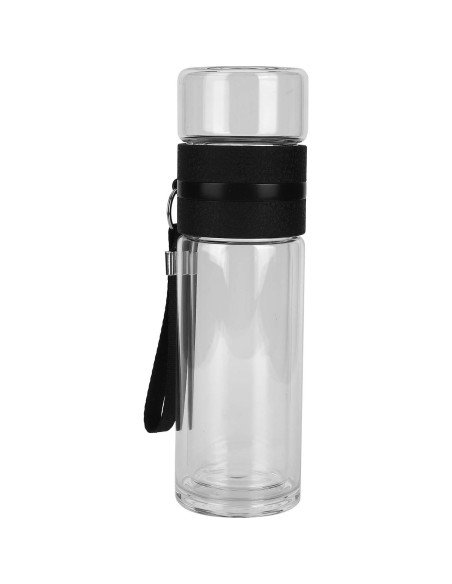 Botella Infusora de Té Cyrank 500ml Doble Pared Vidrio