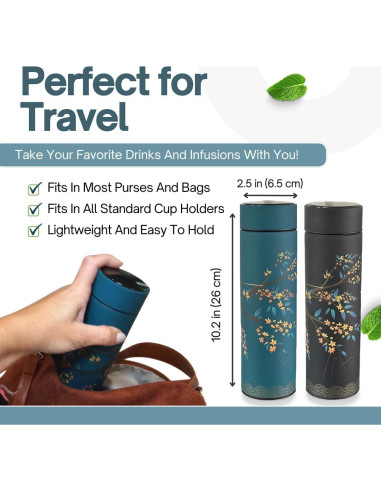 Botella Infusora de Té Farasi 15 oz Acero Inoxidable Pantalla