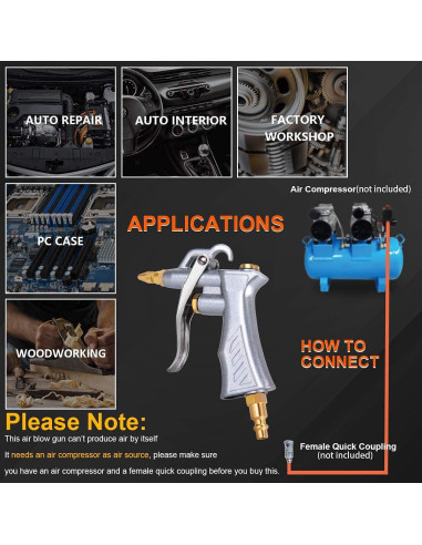 Pistola de Aire JASTIND Industrial con Boquilla Ajustable