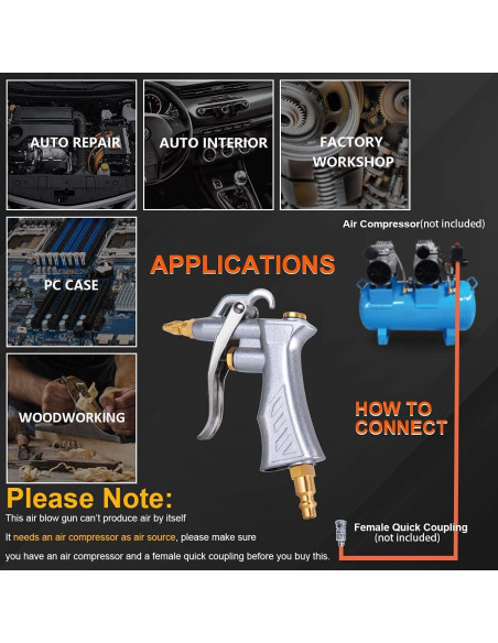 Pistola de Aire JASTIND Industrial con Boquilla Ajustable