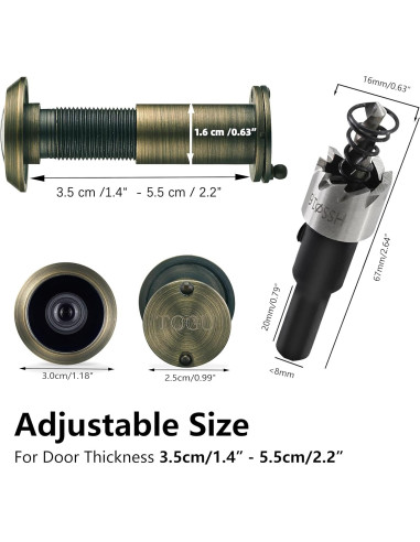 Mirilla de Latón Sólido TOGU 220 Grados Bronce Antiguo