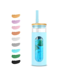 Vaso de Vidrio Borosilicato 768ml Tronco con Tapa de Bambú