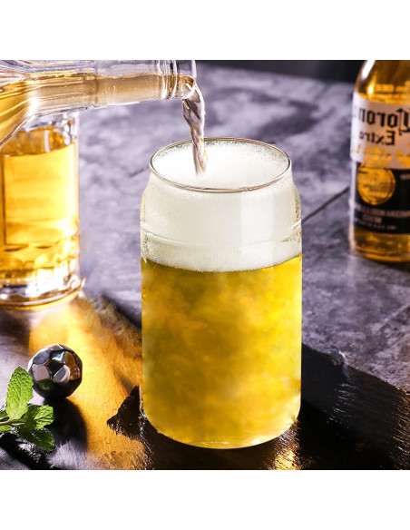 Set de 2 Vasos de Vidrio 16 oz con Tapa de Bambú y Popote WISIMMALL