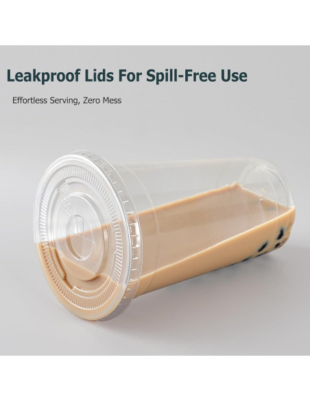 AOZITA 100 Vasos de Plástico 16 Oz con Tapas y Pajitas