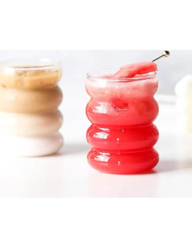 Juego de 2 Vasos de Vidrio Ework4U 414ml con Pajillas