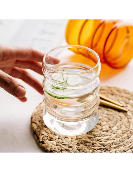 Juego de 2 Vasos de Vidrio Ework4U 414ml con Pajillas