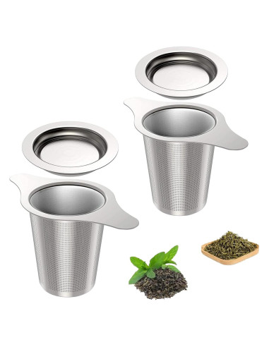 Colador de Té de Malla Fina Amlits - Acero Inoxidable, 2 Piezas