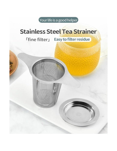Colador de Té de Malla Fina Amlits - Acero Inoxidable, 2 Piezas