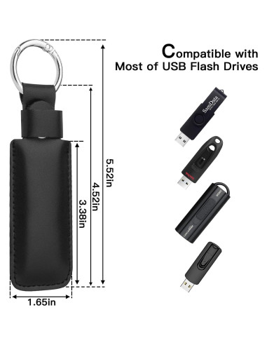 Funda USB CaSZLUTION de Cuero Microfibra Negra