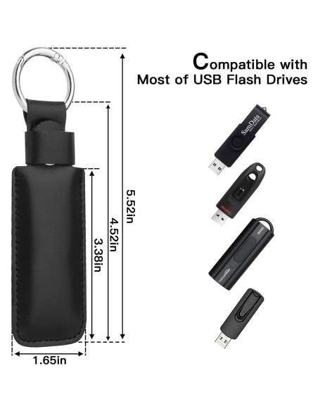 Funda USB CaSZLUTION de Cuero Microfibra Negra