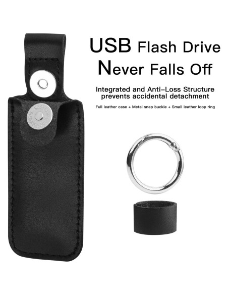 Funda USB CaSZLUTION de Cuero Microfibra Negra