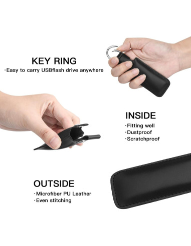 Funda USB CaSZLUTION de Cuero Microfibra Negra