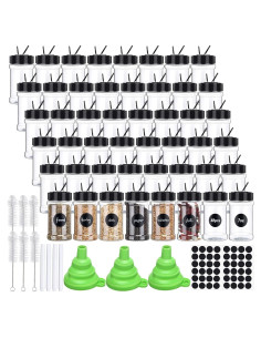 48 Tarros de Especias Plástico Transparente con Tapas Dosificadoras