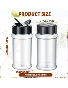 Tarros de Especias Jadive 36 Pcs 156 ml Plástico Transparente 2