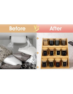 Set 12 Tarros de Especias de Vidrio 6oz con Tapas de Bambú 2