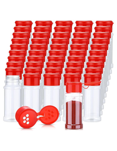 50 Tarros de Especias Plástico Rtteri 100ml con Tapa Shaker