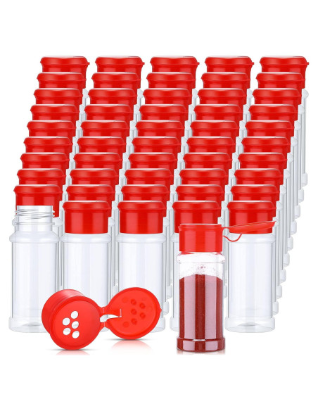 50 Tarros de Especias Plástico Rtteri 100ml con Tapa Shaker