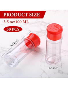 50 Tarros de Especias Plástico Rtteri 100ml con Tapa Shaker 2