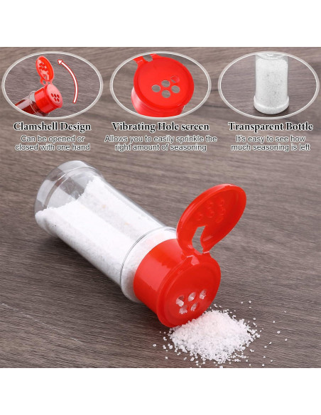 50 Tarros de Especias Plástico Rtteri 100ml con Tapa Shaker