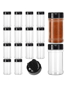 16 Tarros de Especias Plástico Transparente 155ml DIVINA VITAE