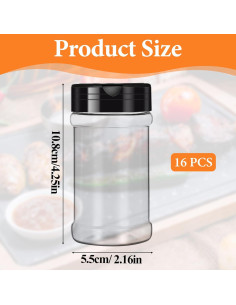 16 Tarros de Especias Plástico Transparente 155ml DIVINA VITAE 2