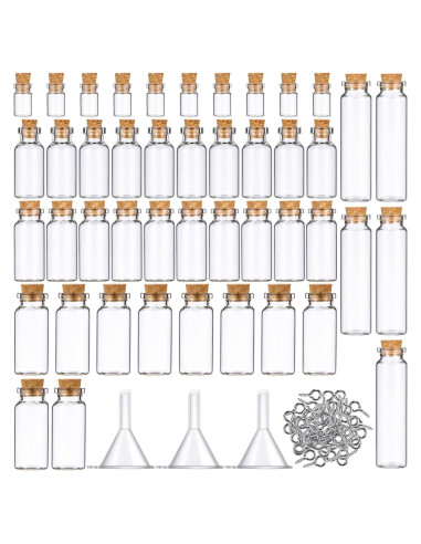 45 Botellas de Vidrio Mini Sherli con Tapones de Corcho 0.5-20ml
