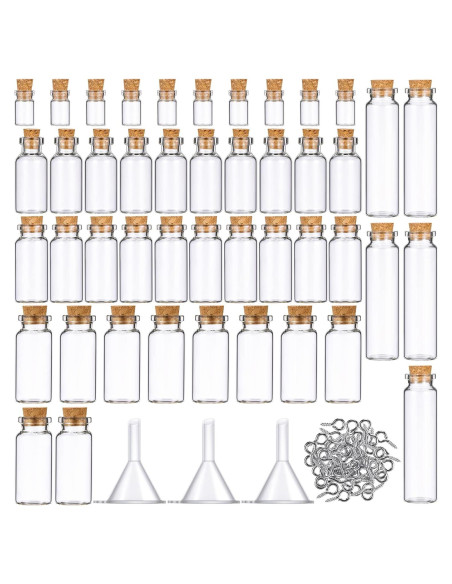 45 Botellas de Vidrio Mini Sherli con Tapones de Corcho 0.5-20ml