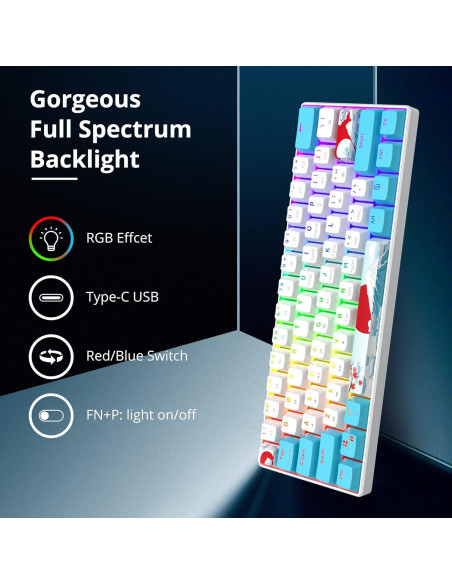 Teclado Mecánico RGB 60% CDTech con Teclas PBT y Rojo