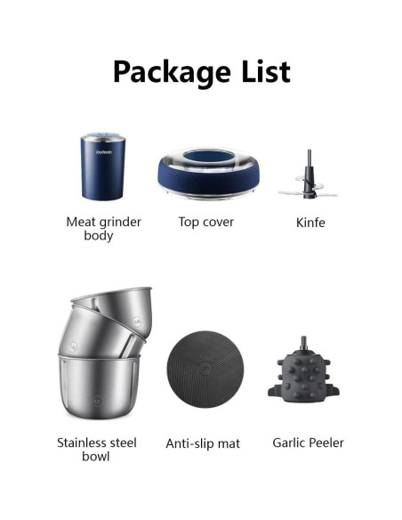 Procesador de Alimentos Joydeem JD-376B 300W 3 Tazones Acero Inoxidable