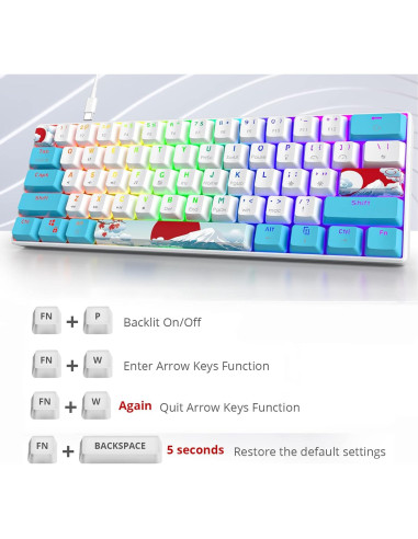 Teclado Mecánico RGB 60% CDTech con Teclas PBT y Rojo