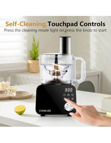 Procesador de Alimentos COOKLEE 600W 12 Tazas 6 Funciones Negro