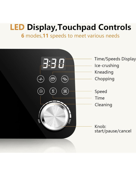 Procesador de Alimentos COOKLEE 600W 12 Tazas 6 Funciones Negro