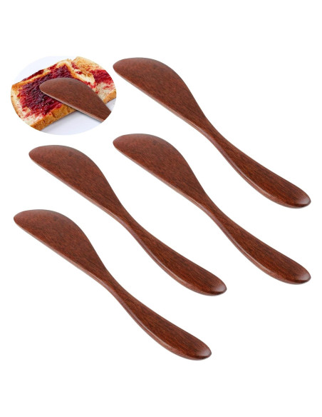 4 Espátulas de Mantequilla de Madera Mabor 15.3 cm Marrón Rojizo