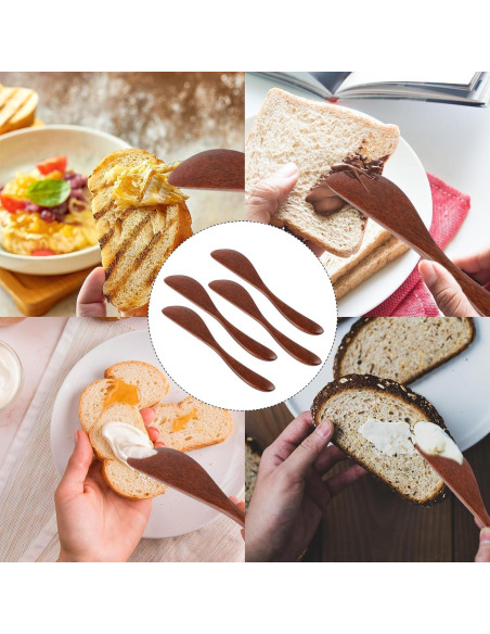 4 Espátulas de Mantequilla de Madera Mabor 15.3 cm Marrón Rojizo