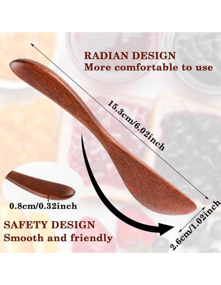 4 Espátulas de Mantequilla de Madera Mabor 15.3 cm Marrón Rojizo
