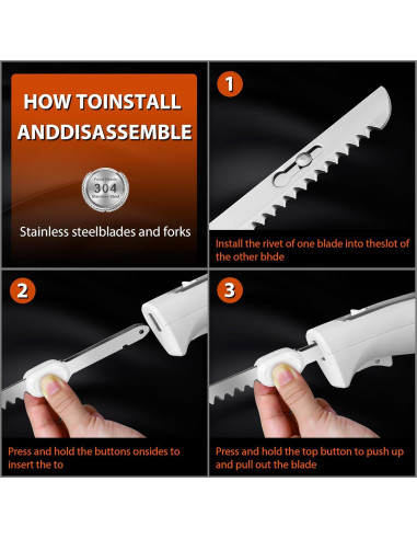 Cuchillo Eléctrico HousesAid con 2 Cuchillas de Acero Inoxidable