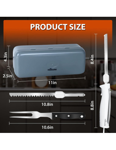 Cuchillo Eléctrico HousesAid con 2 Cuchillas de Acero Inoxidable