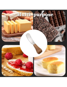 4 Cuchillos de Mantequilla JLEivvi de Acero Inoxidable y Madera 2