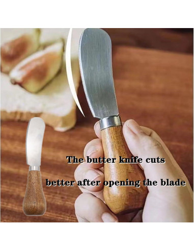 4 Cuchillos de Mantequilla JLEivvi de Acero Inoxidable y Madera